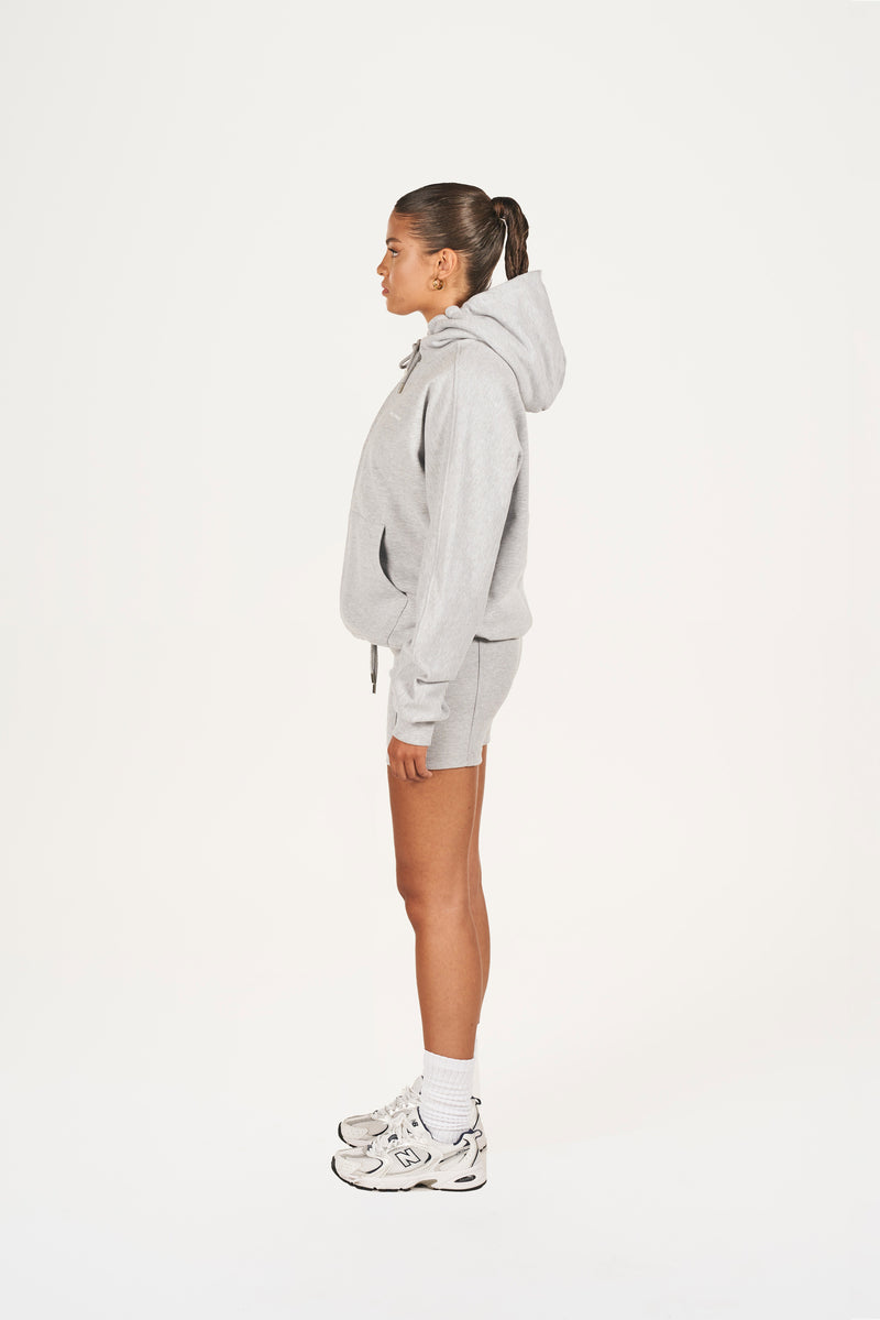 GREY MELANGE RIBBED BIKER SHORTS