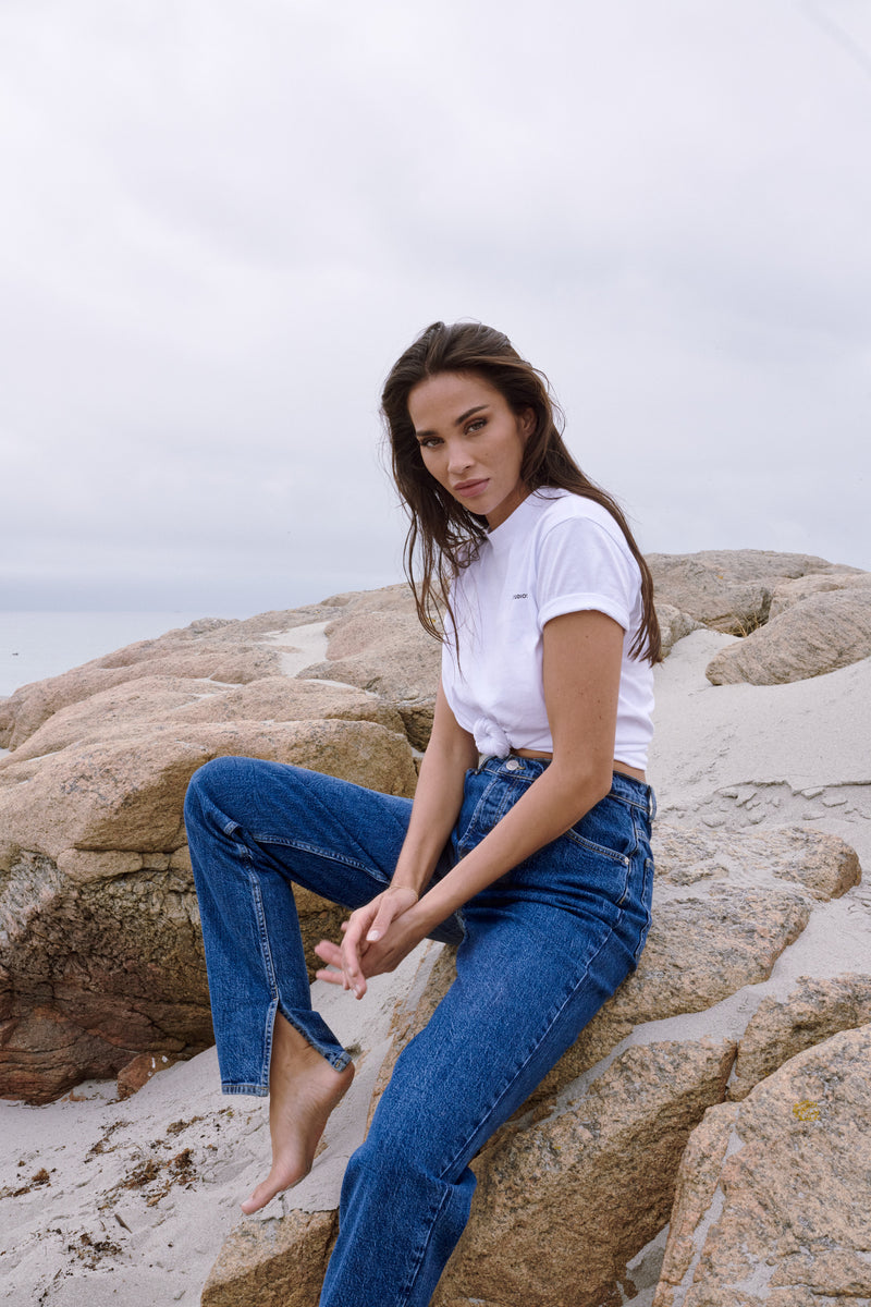 Denim High Rise Straight Leg Jeans