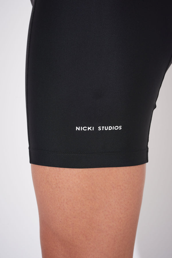 Black Stretch Biker Shorts