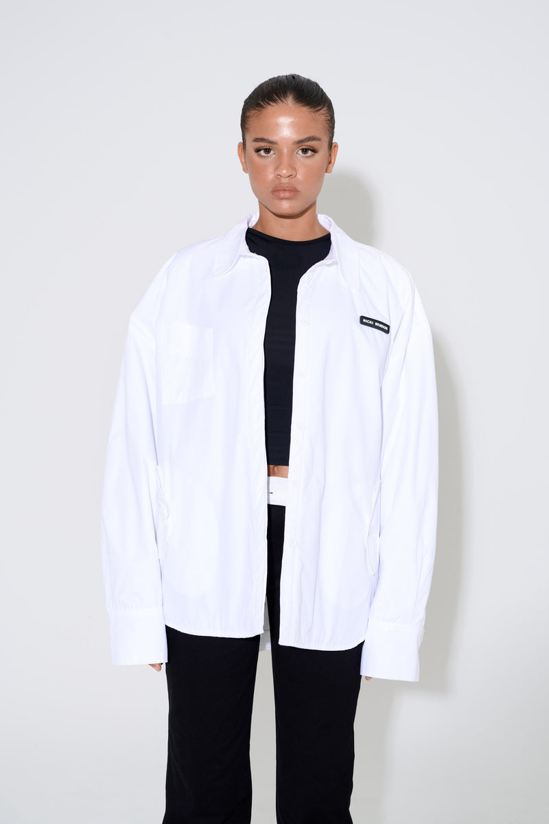 White Oversized Padded Shirt Jacket
